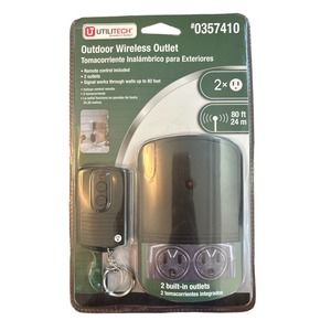 New Utilitech Outdoor Wireless Outlet 0357410 Remote 80ft Range